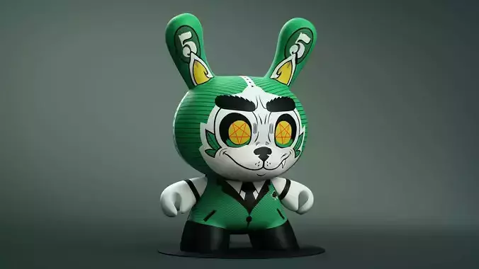 Kidrobot Cash Wolf Green 5 inch Dunny by Josh Divine 3D model