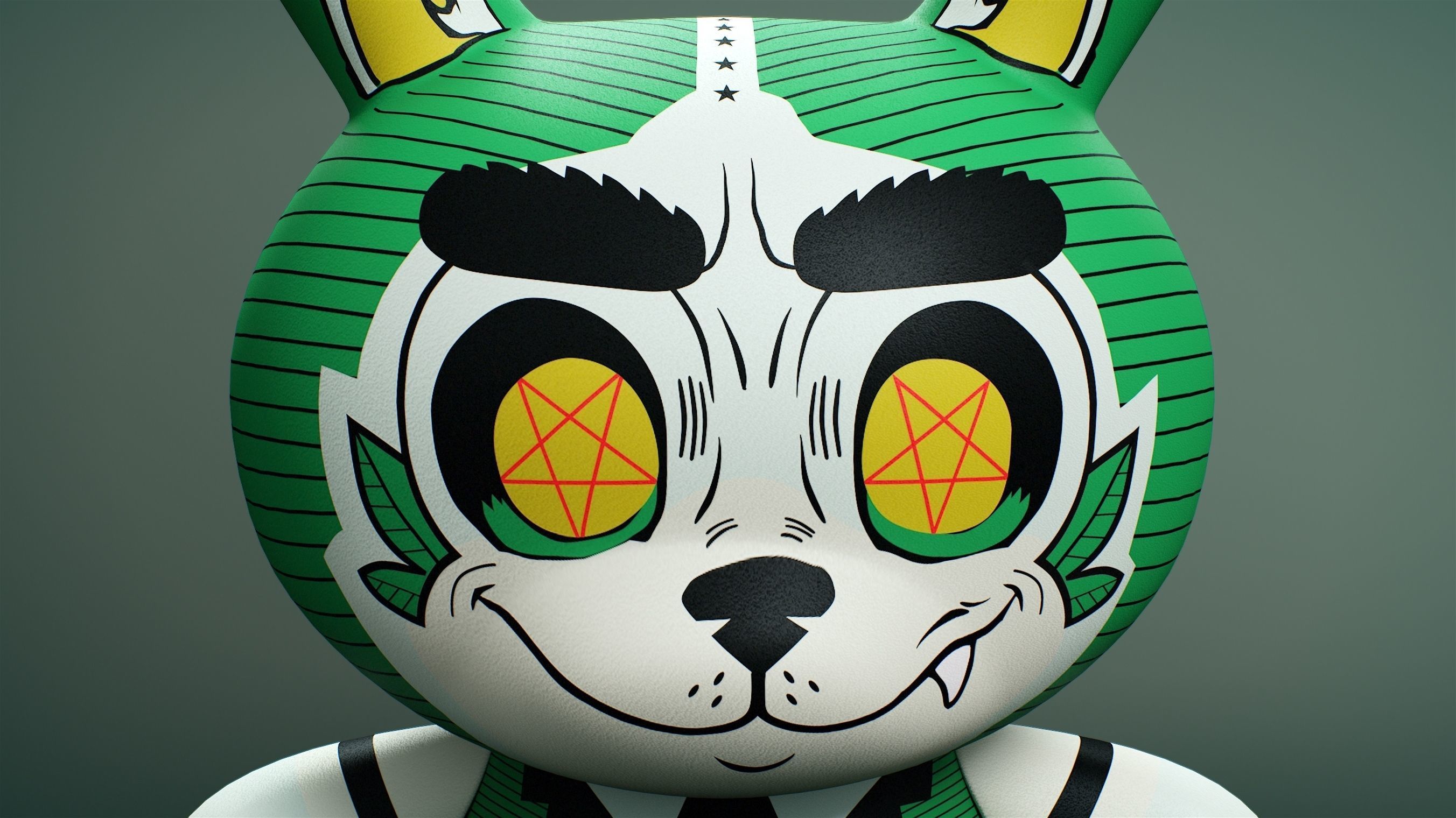 Kidrobot Cash Wolf Green 5 inch Dunny by Josh Divine 3D model_12