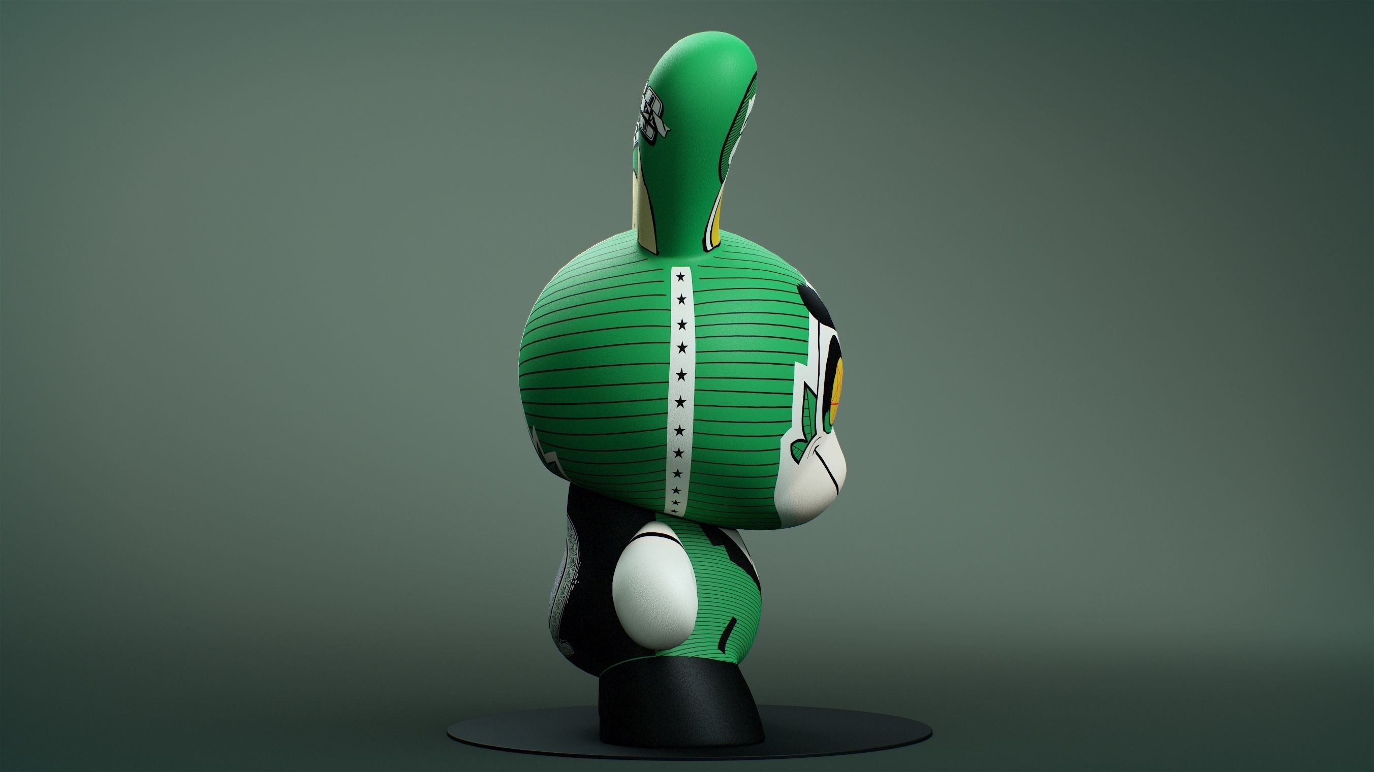 Kidrobot Cash Wolf Green 5 inch Dunny by Josh Divine 3D model_14