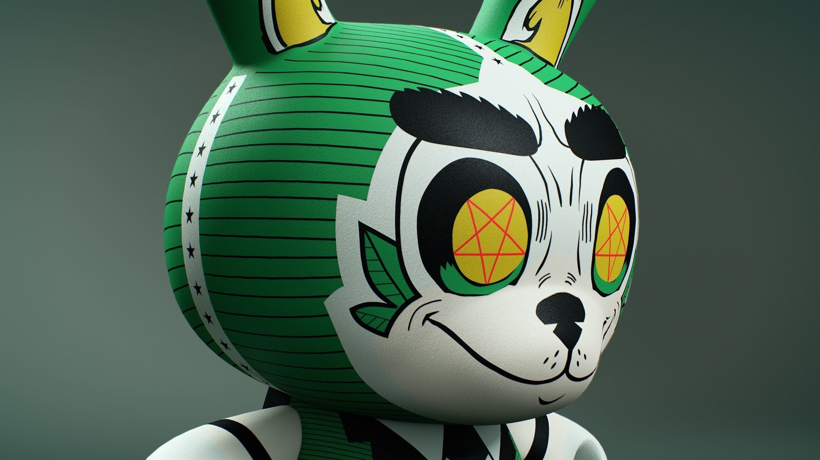 Kidrobot Cash Wolf Green 5 inch Dunny by Josh Divine 3D model_6