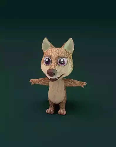 Cartoon Red Wolf Rigged 3D Model