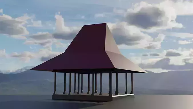 Pendopo roofed pavilion 3D model
