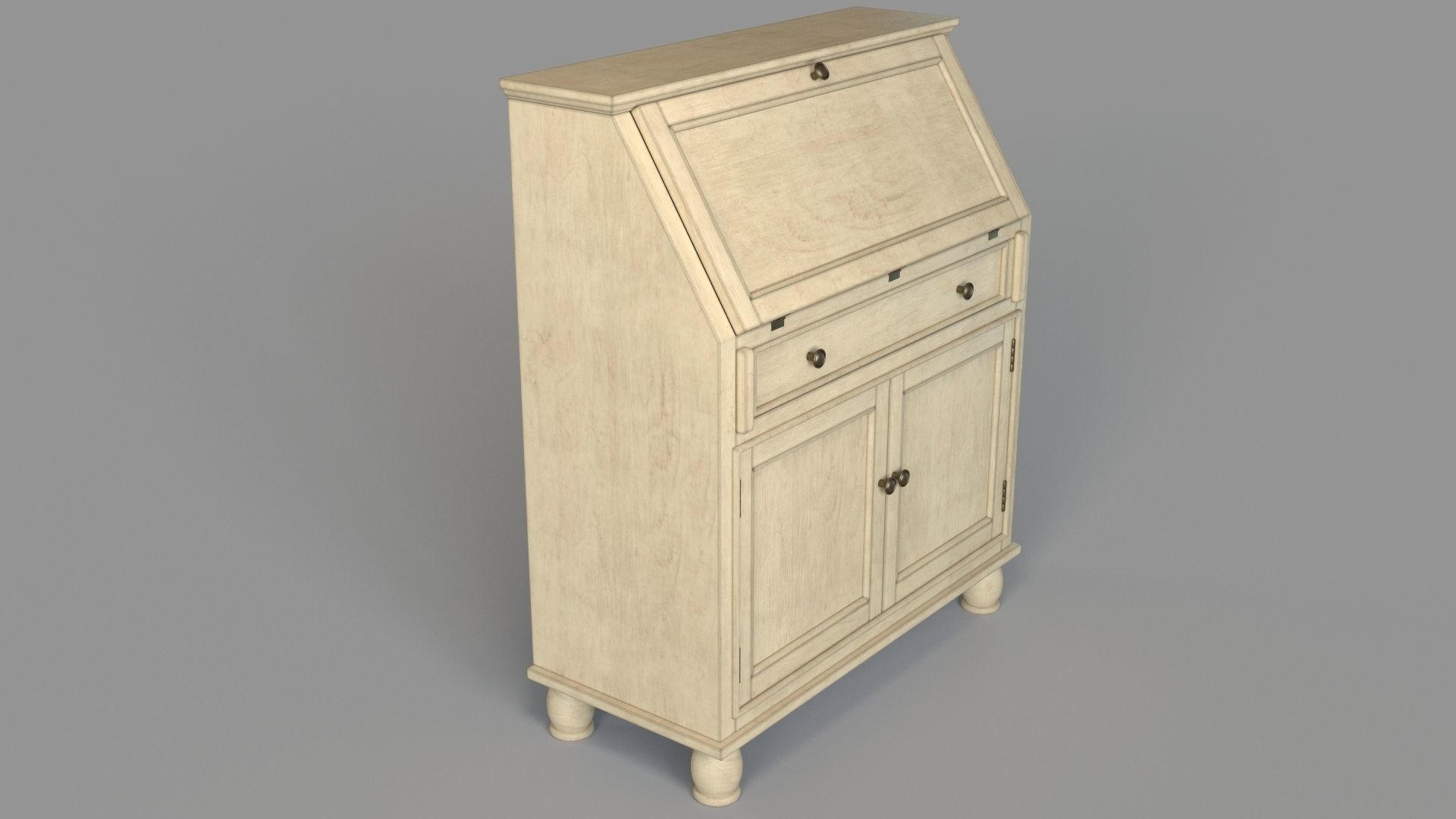 Two Door One Drawer Drop Lid Cabinet With Power 3D model_2