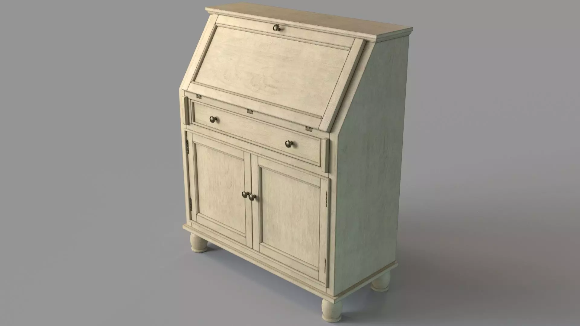 Two Door One Drawer Drop Lid Cabinet With Power 3D model_0