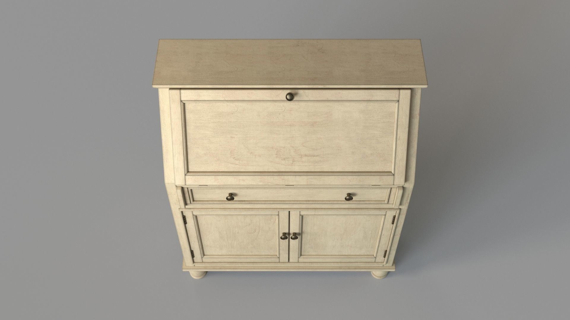 Two Door One Drawer Drop Lid Cabinet With Power 3D model_3