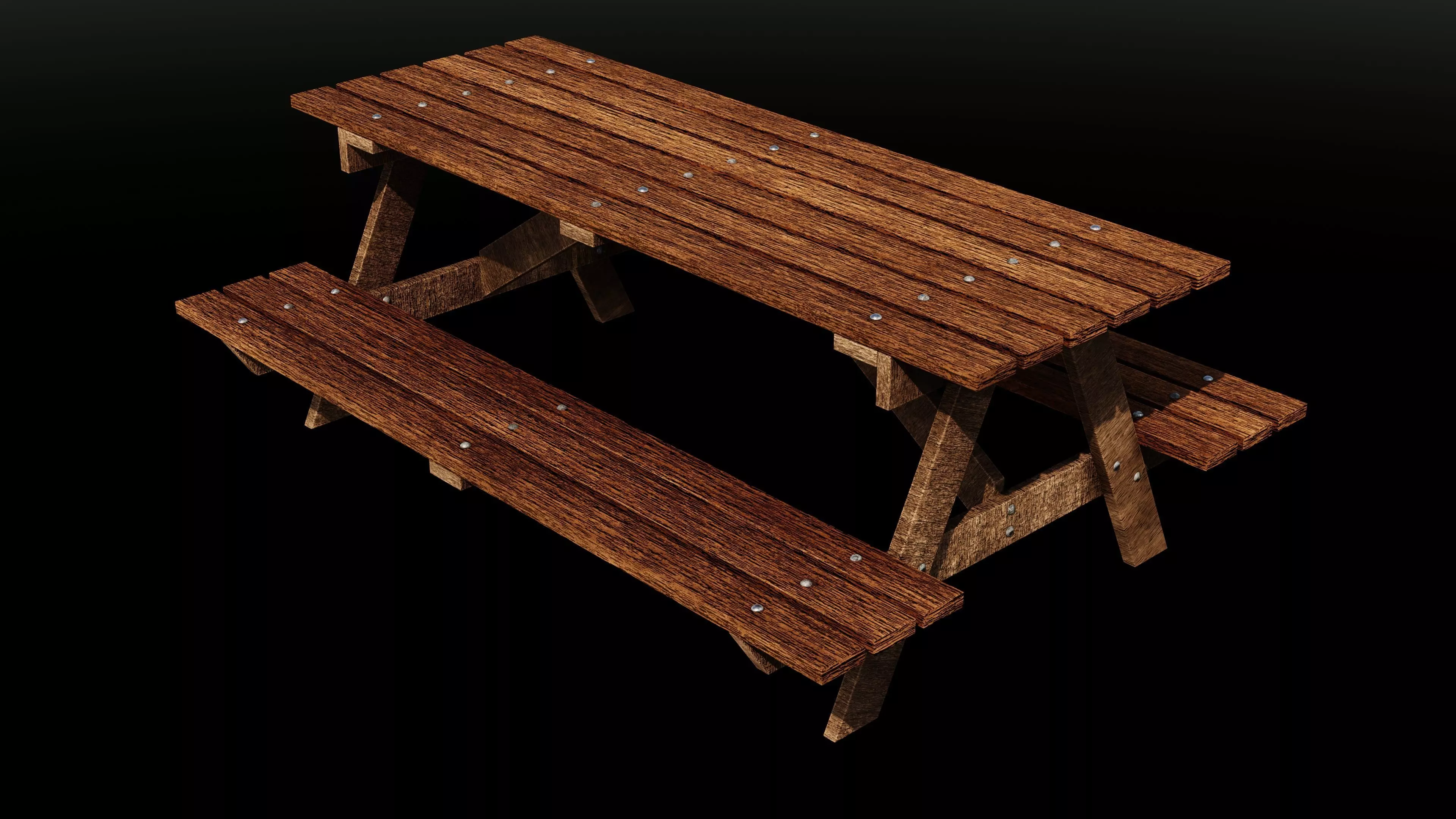 Wood picnic table 3D model