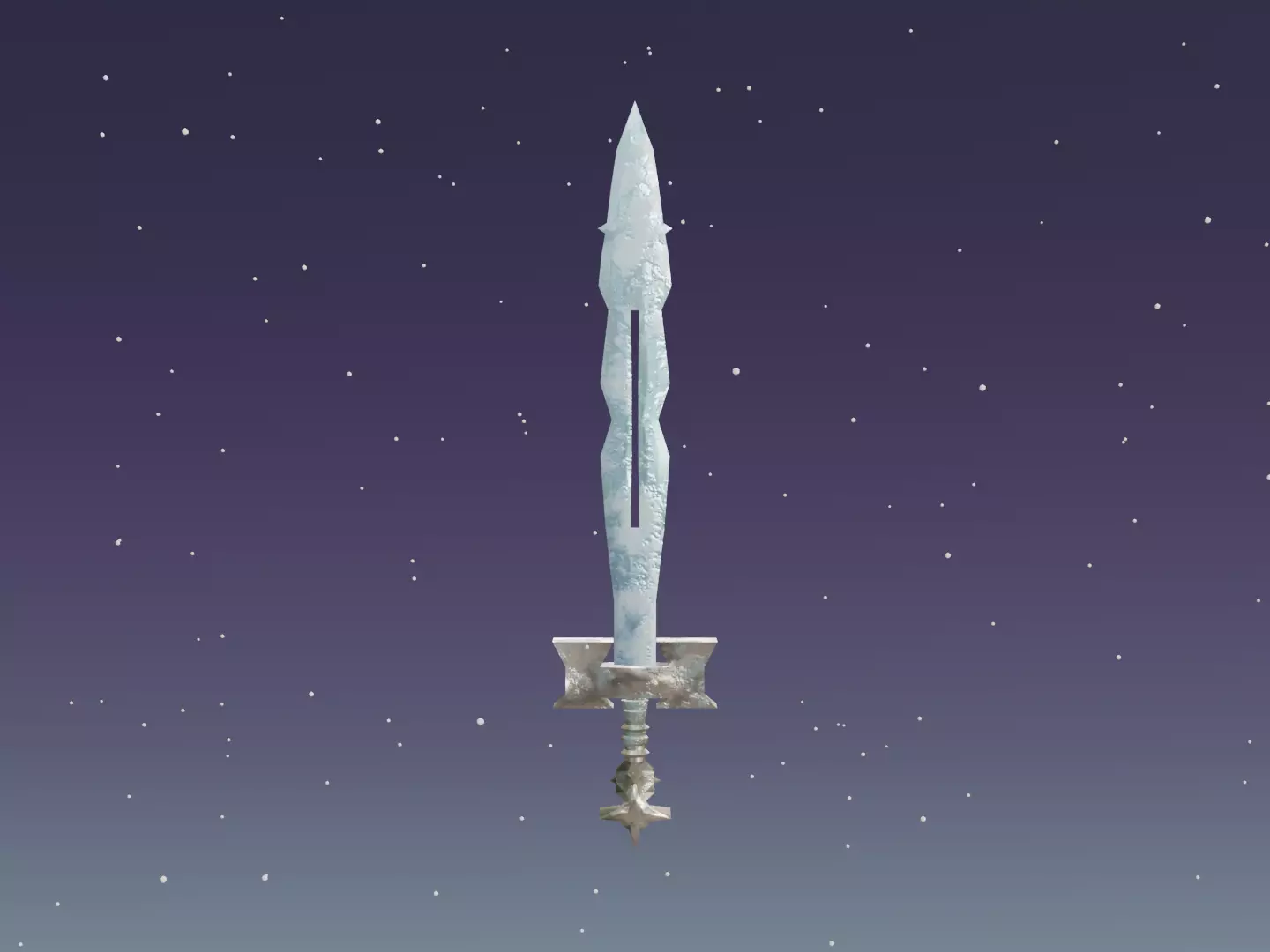 Fantasy Frozen Ice Sword - Elemental Sword Low-poly 3D model_0