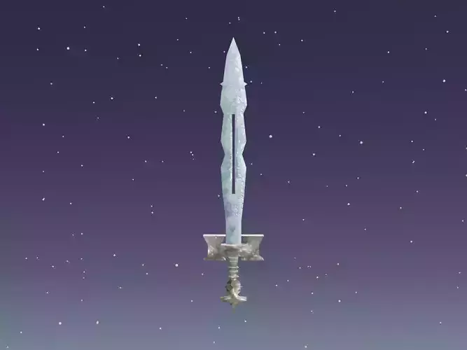 Fantasy Frozen Ice Sword - Elemental Sword Low-poly 3D model
