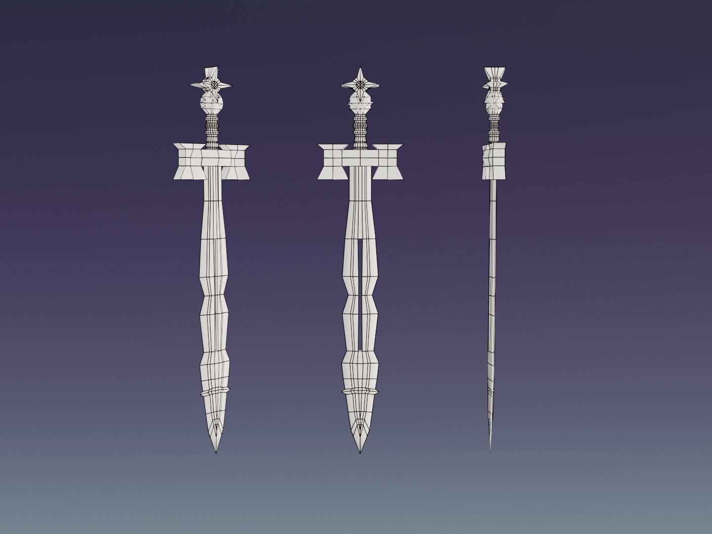 Fantasy Frozen Ice Sword - Elemental Sword Low-poly 3D model_8