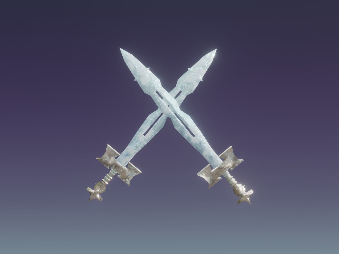 Fantasy Frozen Ice Sword - Elemental Sword Low-poly 3D model_1