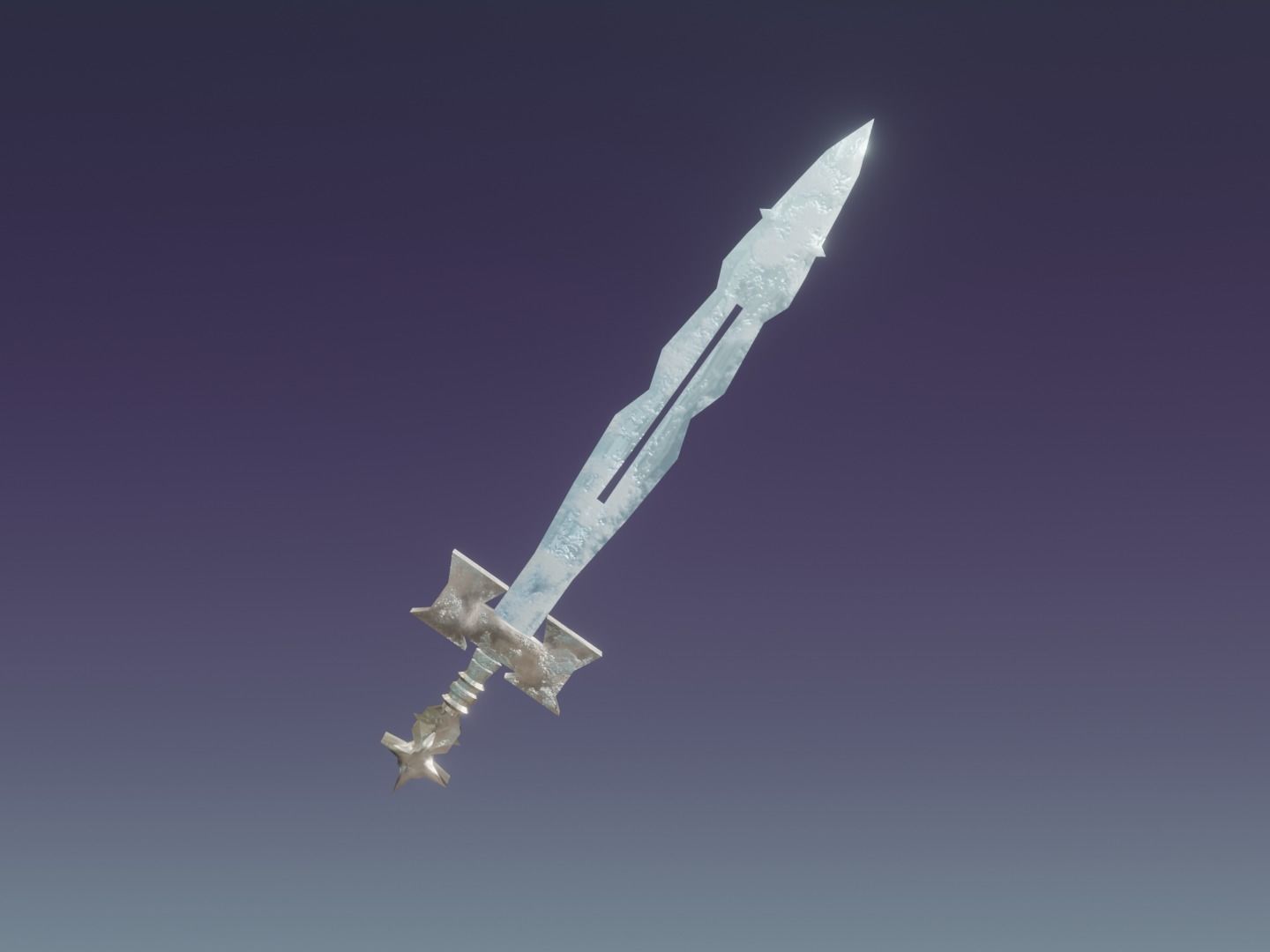Fantasy Frozen Ice Sword - Elemental Sword Low-poly 3D model_6