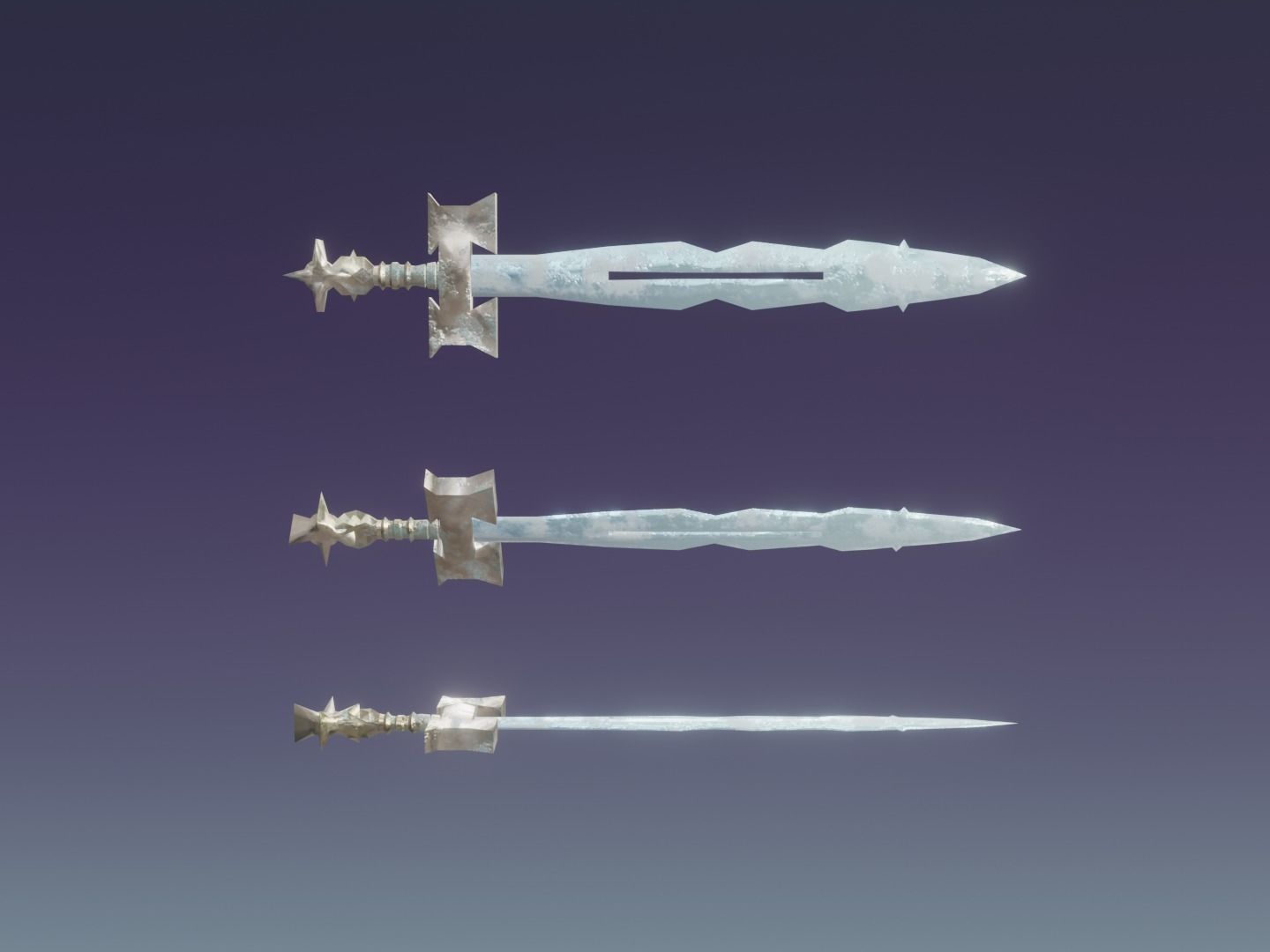 Fantasy Frozen Ice Sword - Elemental Sword Low-poly 3D model_3