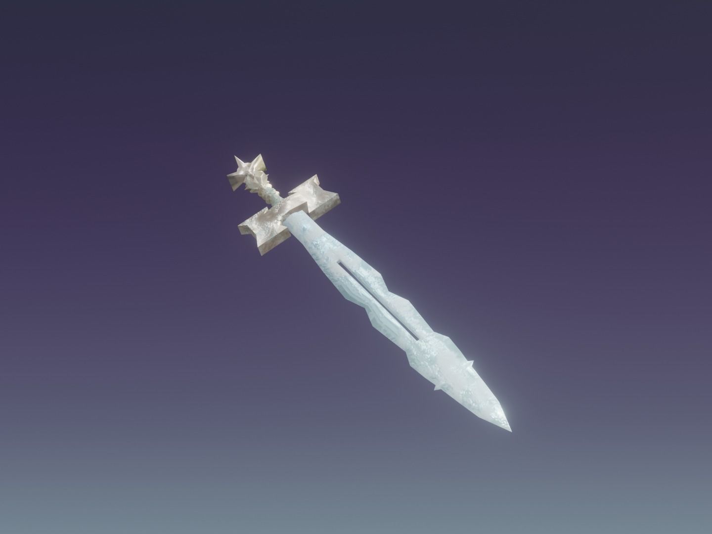Fantasy Frozen Ice Sword - Elemental Sword Low-poly 3D model_5