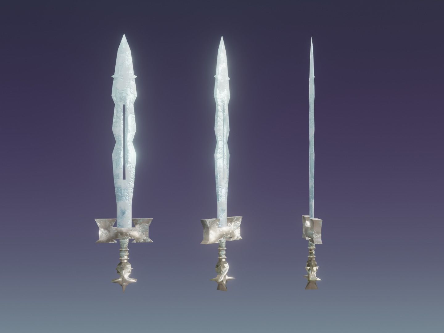 Fantasy Frozen Ice Sword - Elemental Sword Low-poly 3D model_2