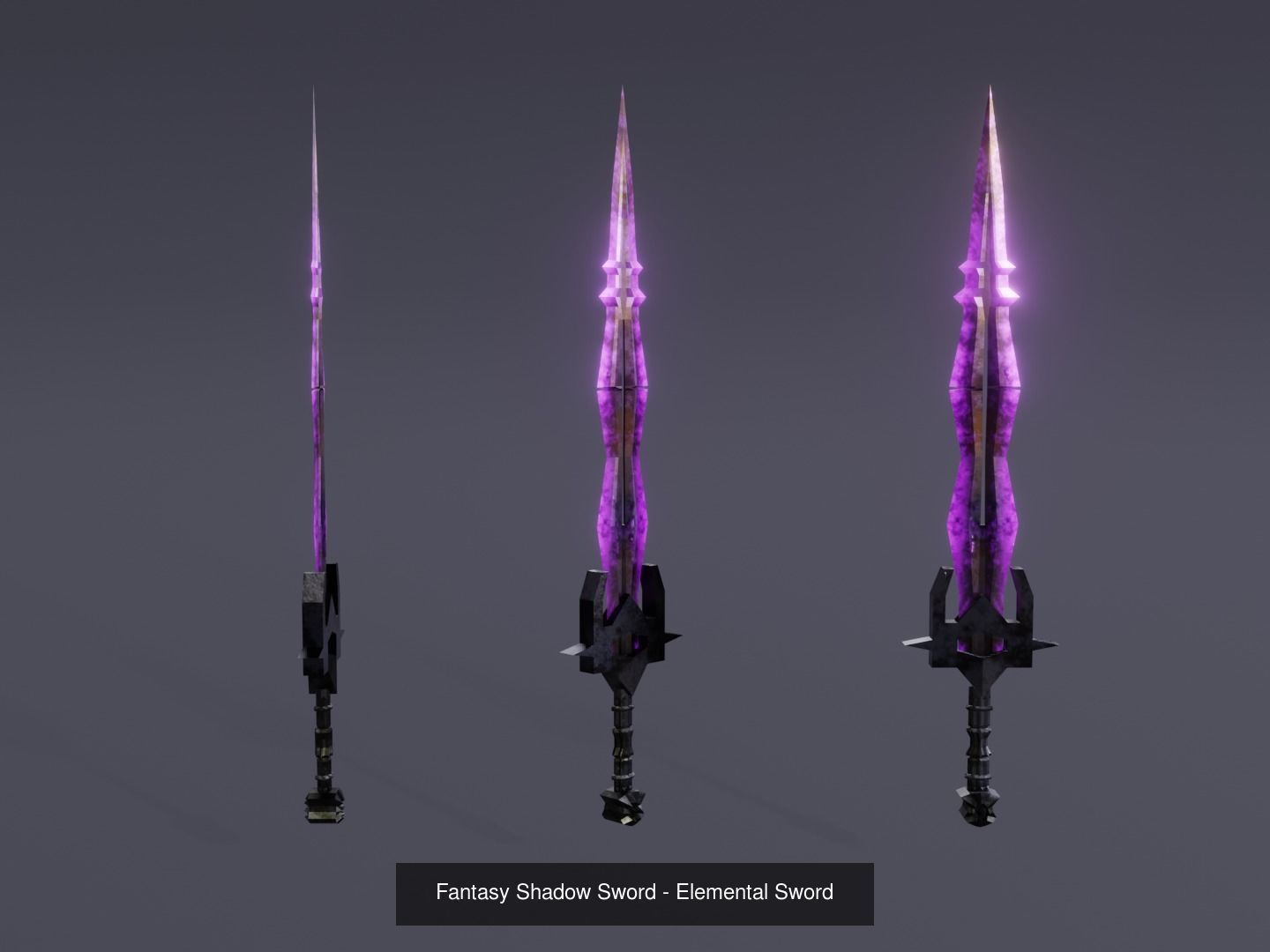 6 Elemental swords - magic swords 3D Model Collection_4
