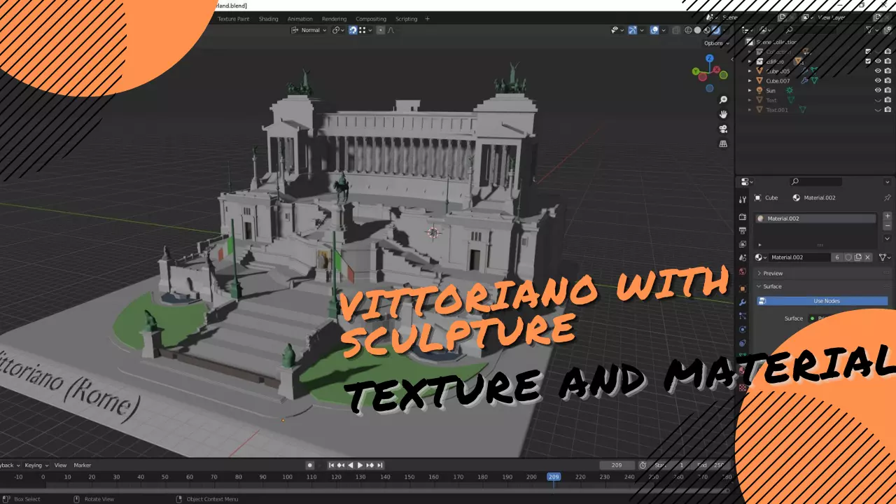 Vittoriano Rome With Sculpture Low-poly 3D model_0