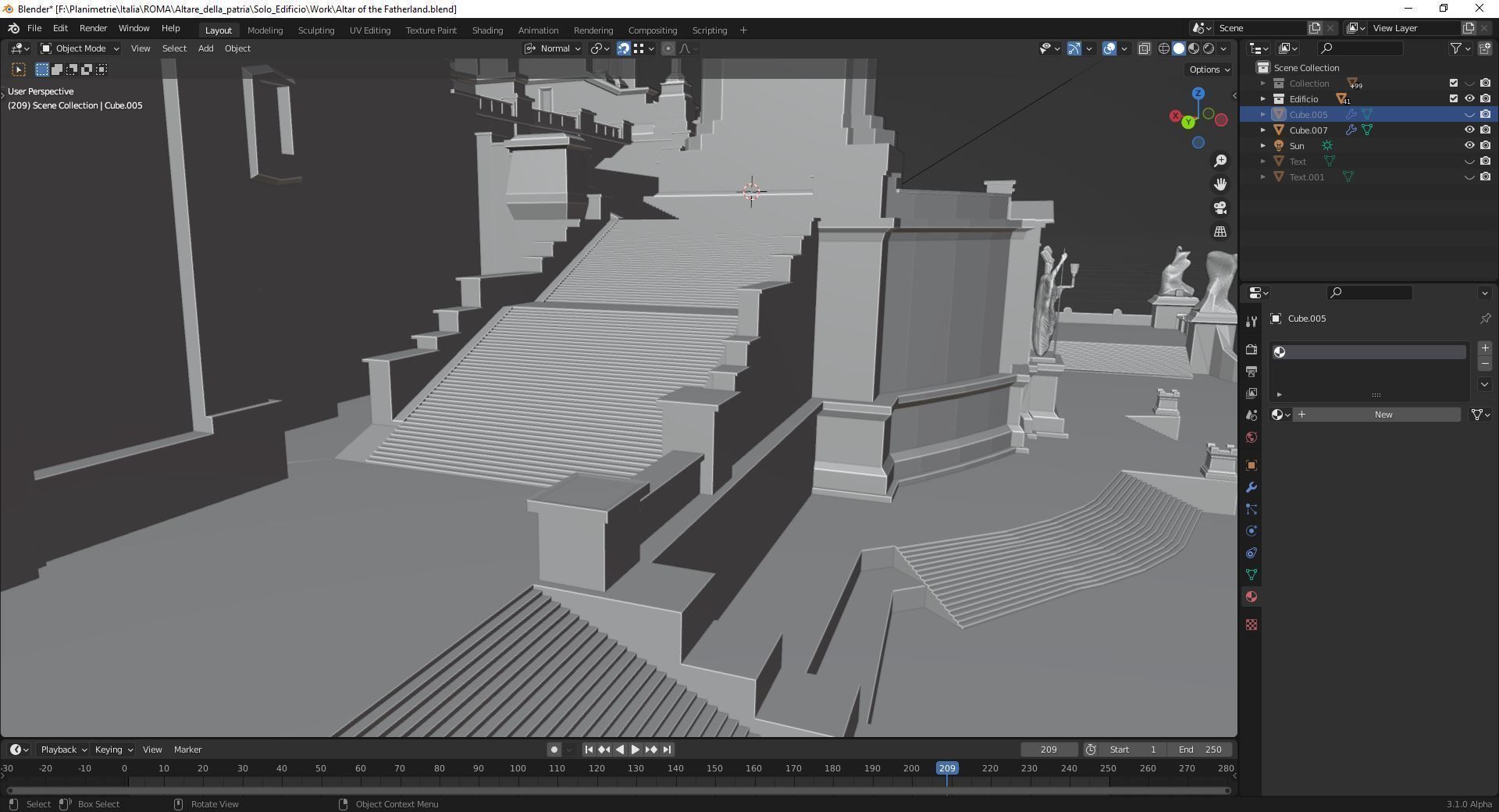 Vittoriano Rome With Sculpture Low-poly 3D model_15