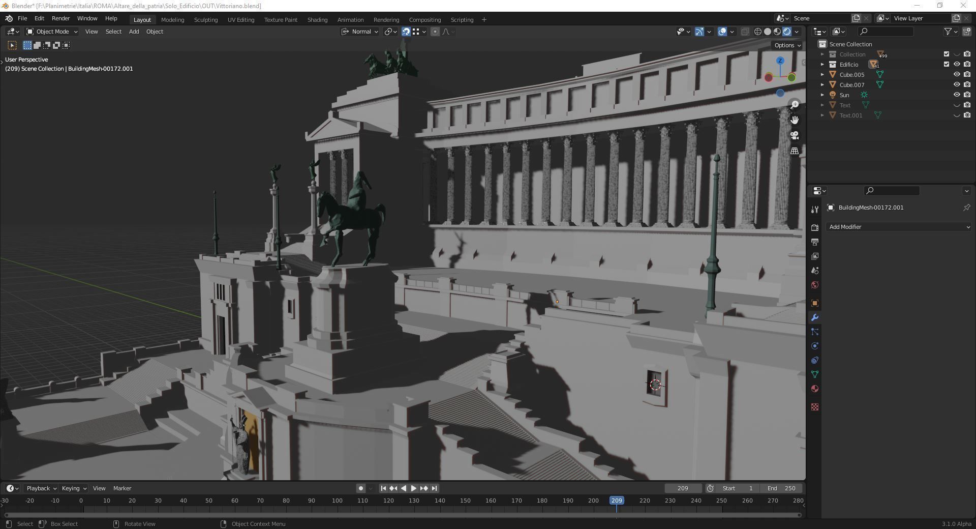 Vittoriano Rome With Sculpture Low-poly 3D model_12