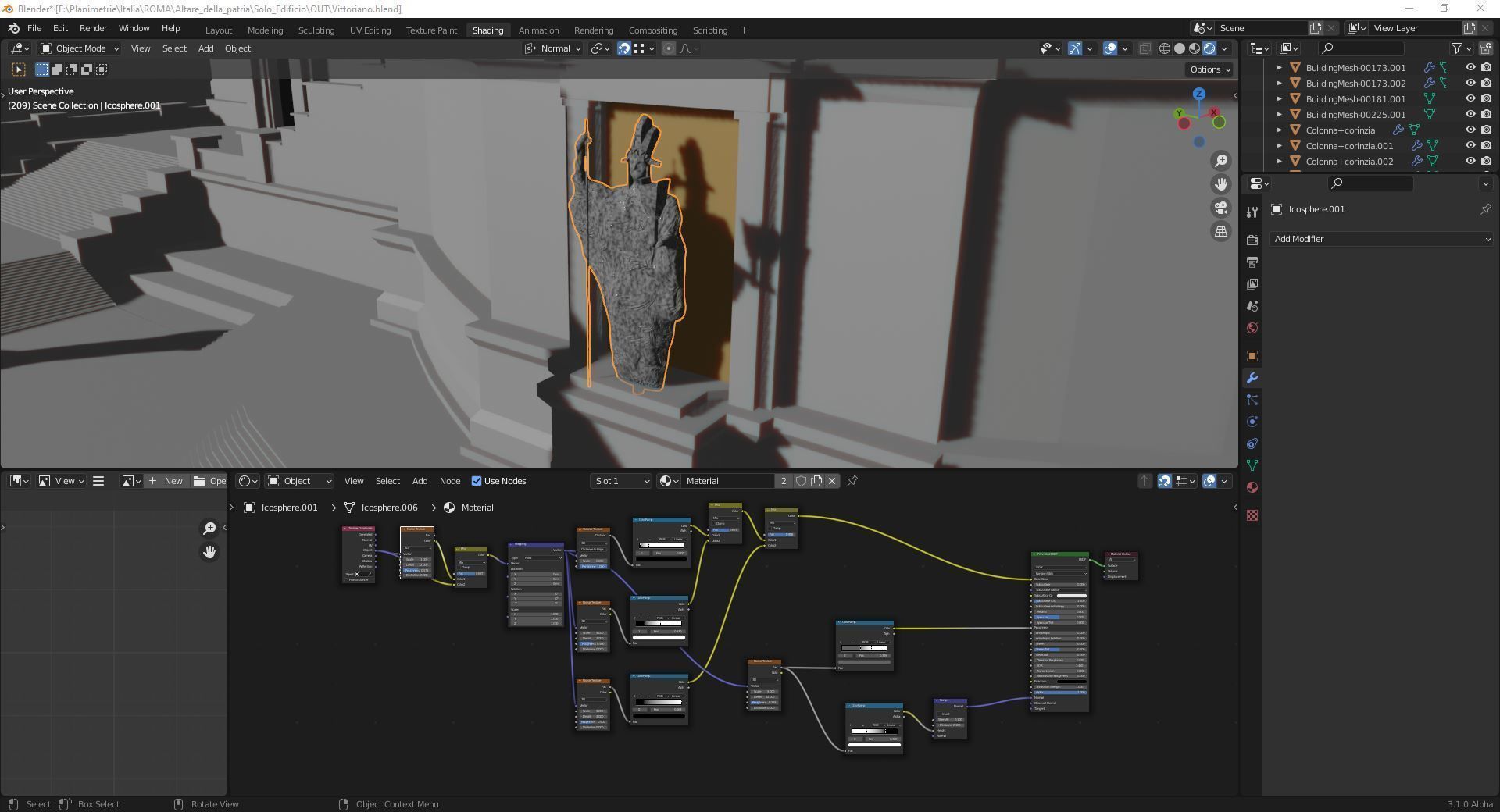 Vittoriano Rome With Sculpture Low-poly 3D model_11