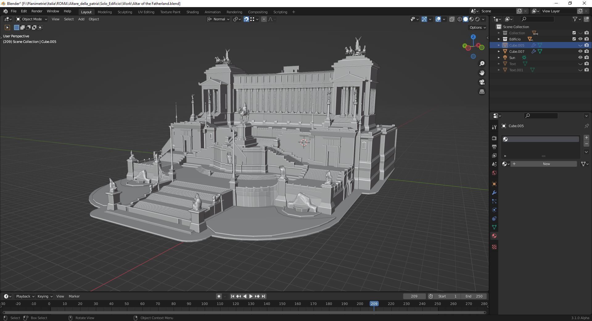 Vittoriano Rome With Sculpture Low-poly 3D model_5