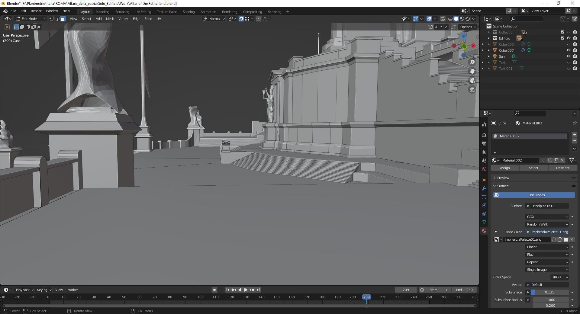 Vittoriano Rome With Sculpture Low-poly 3D model_13