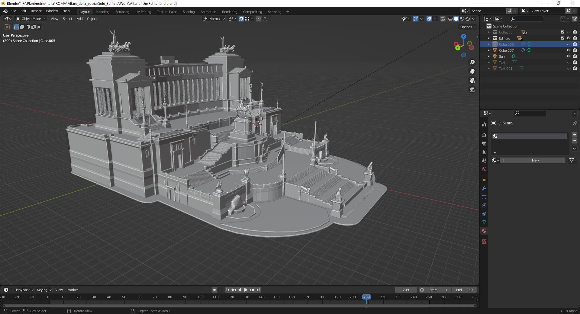 Vittoriano Rome With Sculpture Low-poly 3D model_14