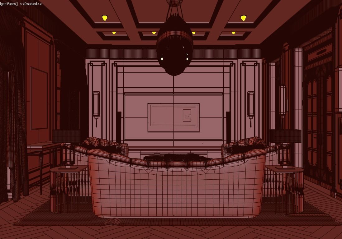 Avangard Living Room Interior Scene Corona Renderer 3D model_4