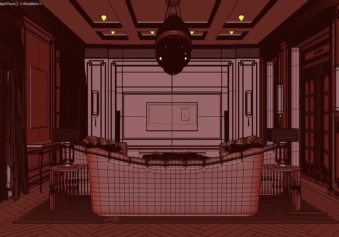 Avangard Living Room Interior Scene Corona Renderer 3D model 5