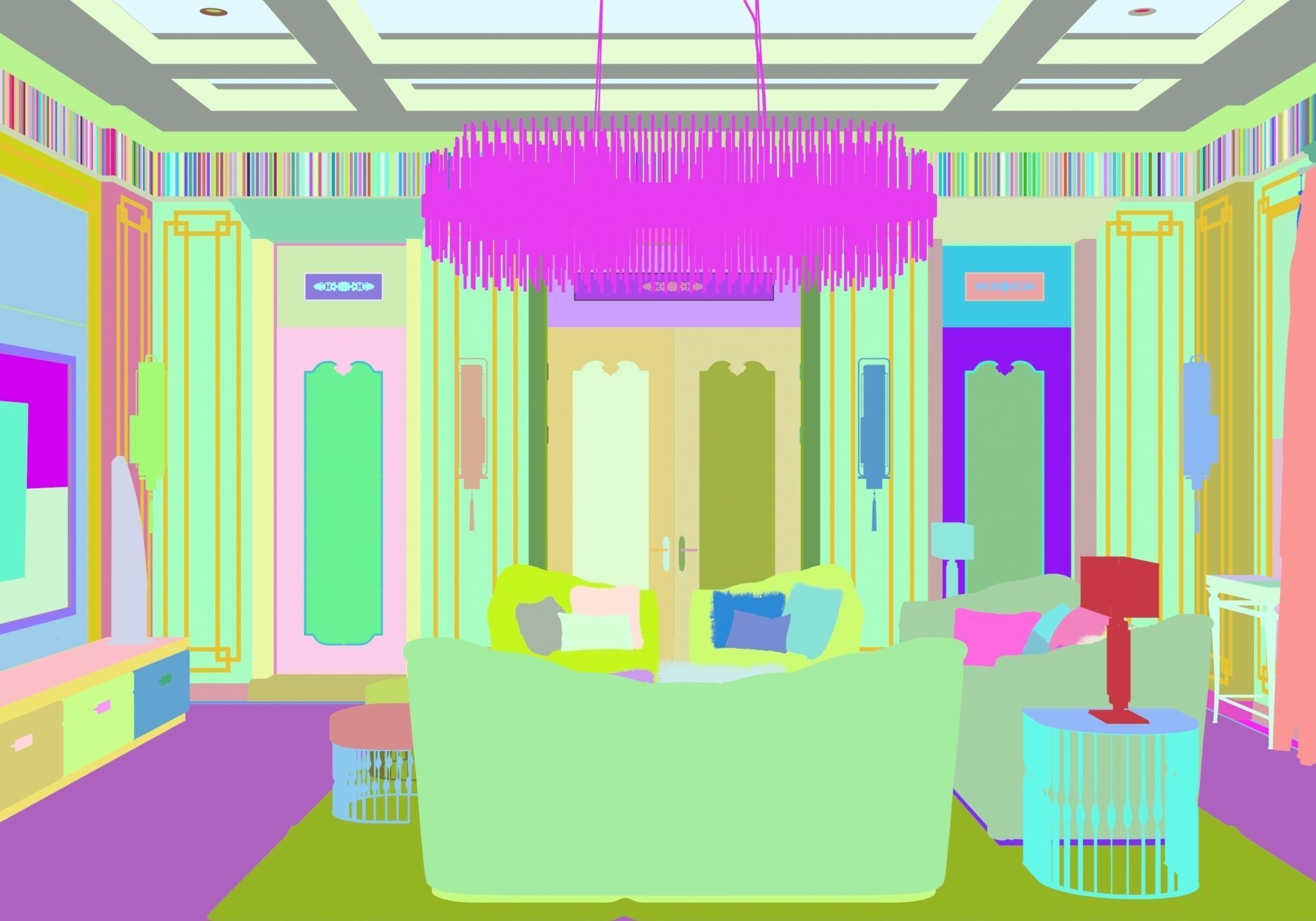 Avangard Living Room Interior Scene Corona Renderer 3D model_8