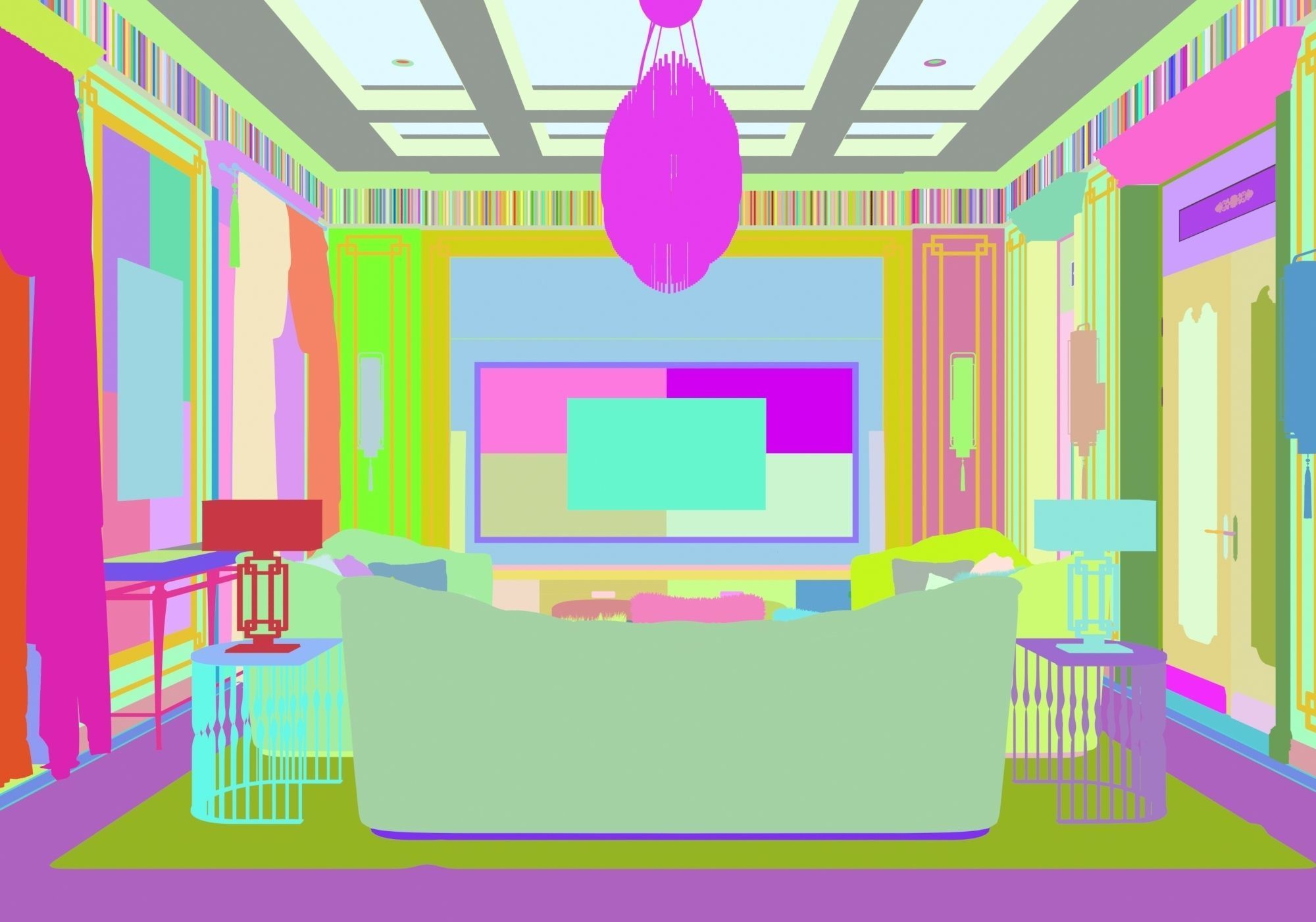 Avangard Living Room Interior Scene Corona Renderer 3D model_10