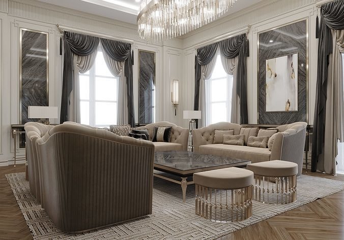 Avangard Living Room Interior Scene Corona Renderer 3D model 4
