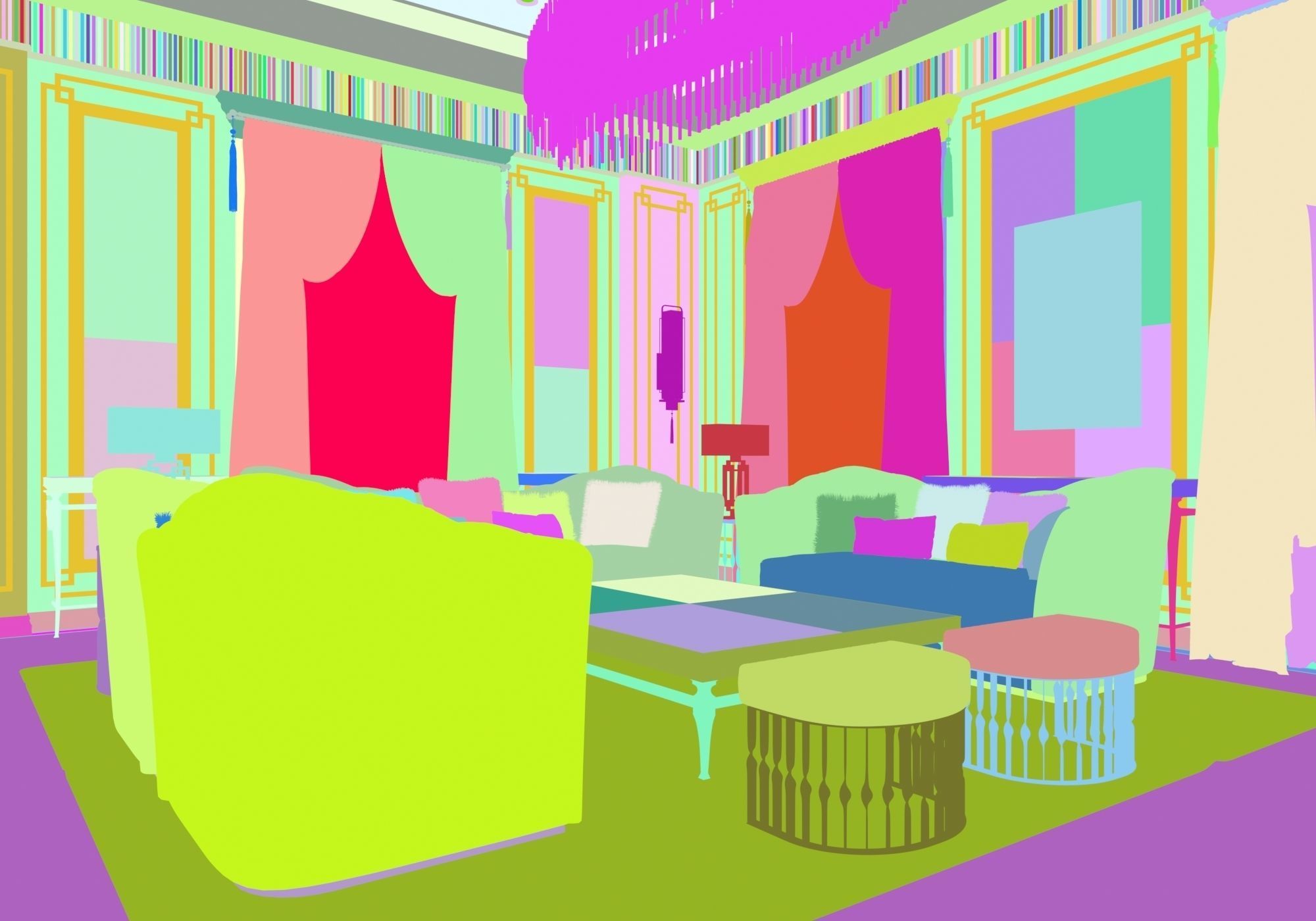 Avangard Living Room Interior Scene Corona Renderer 3D model_9