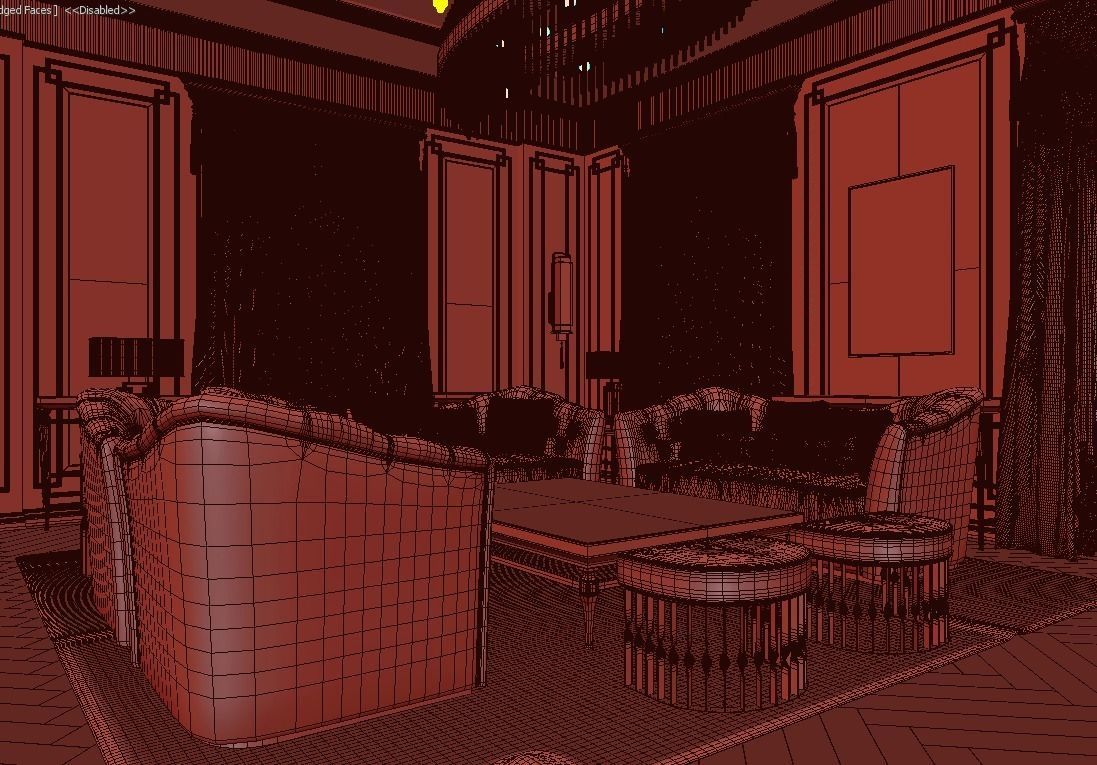 Avangard Living Room Interior Scene Corona Renderer 3D model_7