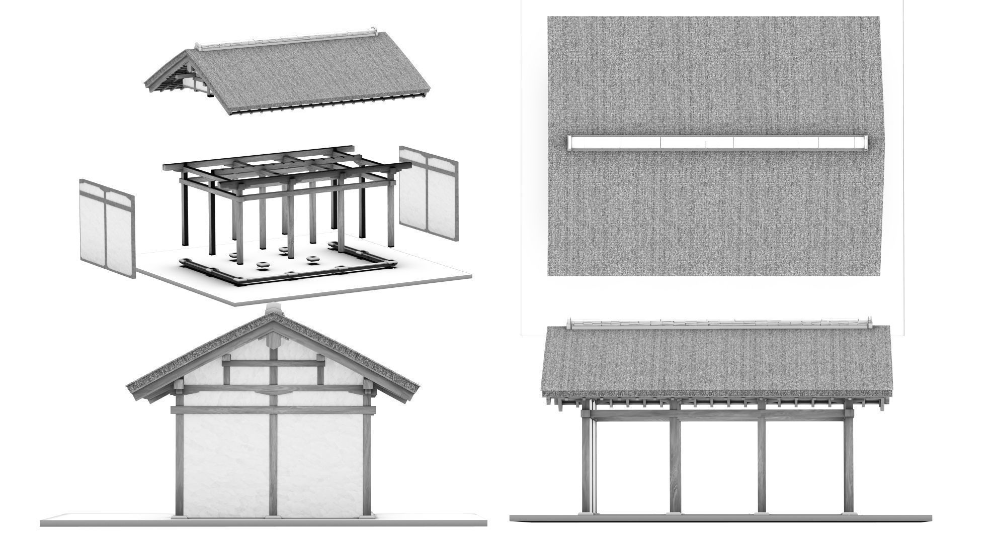 Japanese Medieval House v1 3D model_60