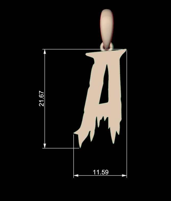 Initial Letters Pendant Frightmare A 3D print model_4