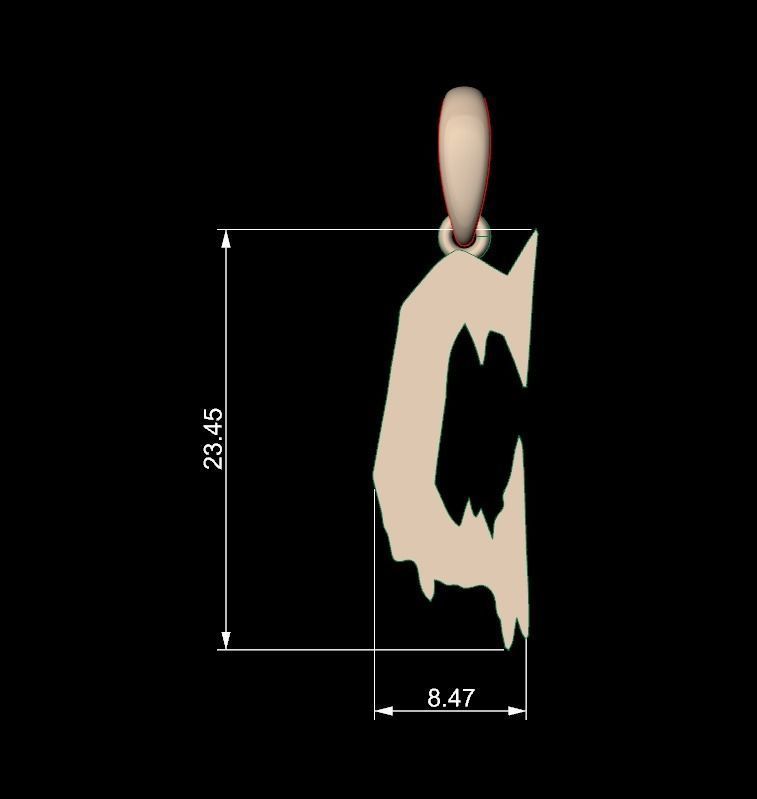 Initial Letters Pendant Frightmare C 3D print model_4