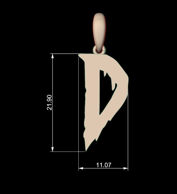 Initial Letters Pendant Frightmare D 3D print model_4