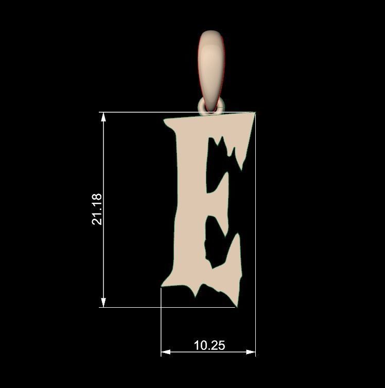 Initial Letters Pendant Frightmare E 3D print model_4