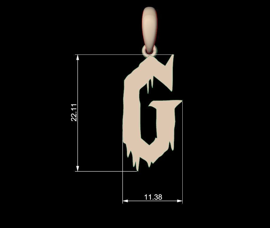 Initial Letters Pendant Frightmare G 3D print model_5