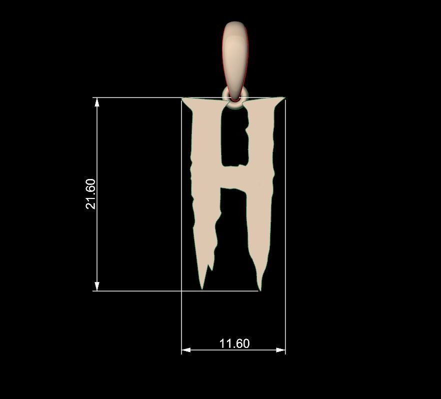 Initial Letters Pendant Frightmare H 3D print model_4