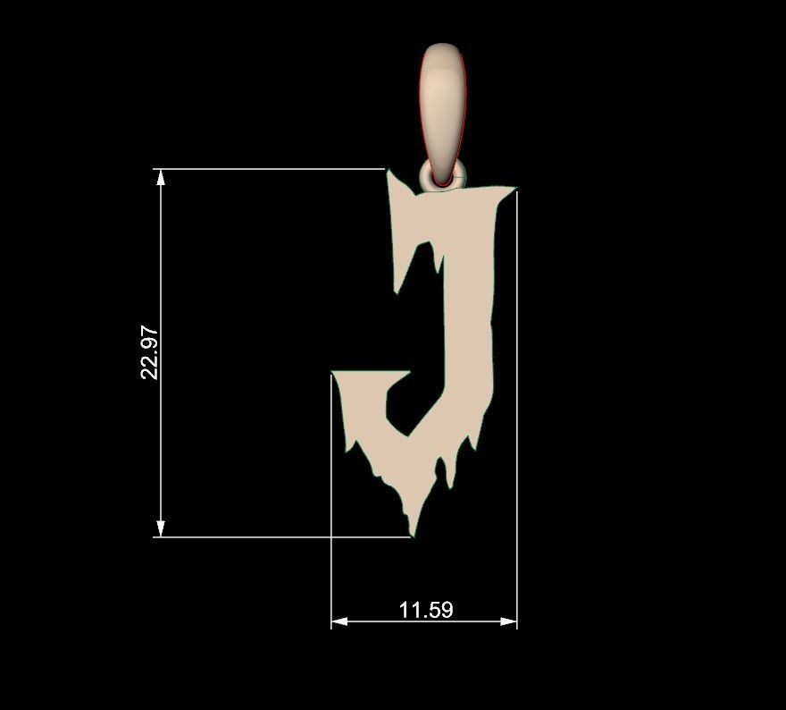 Initial Letters Pendant Frightmare J 3D print model_4