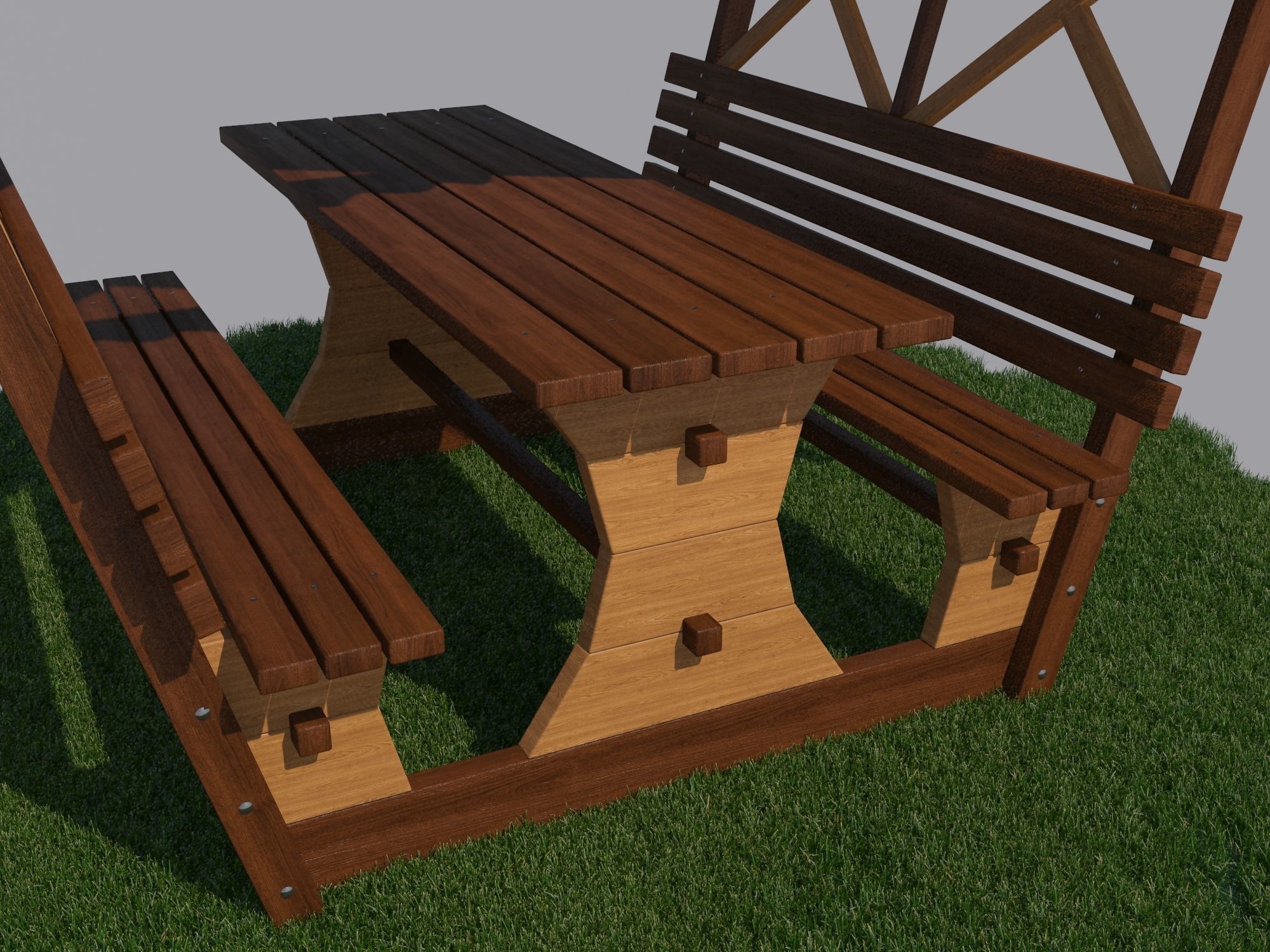 Wooden Gazebo 3D model_3