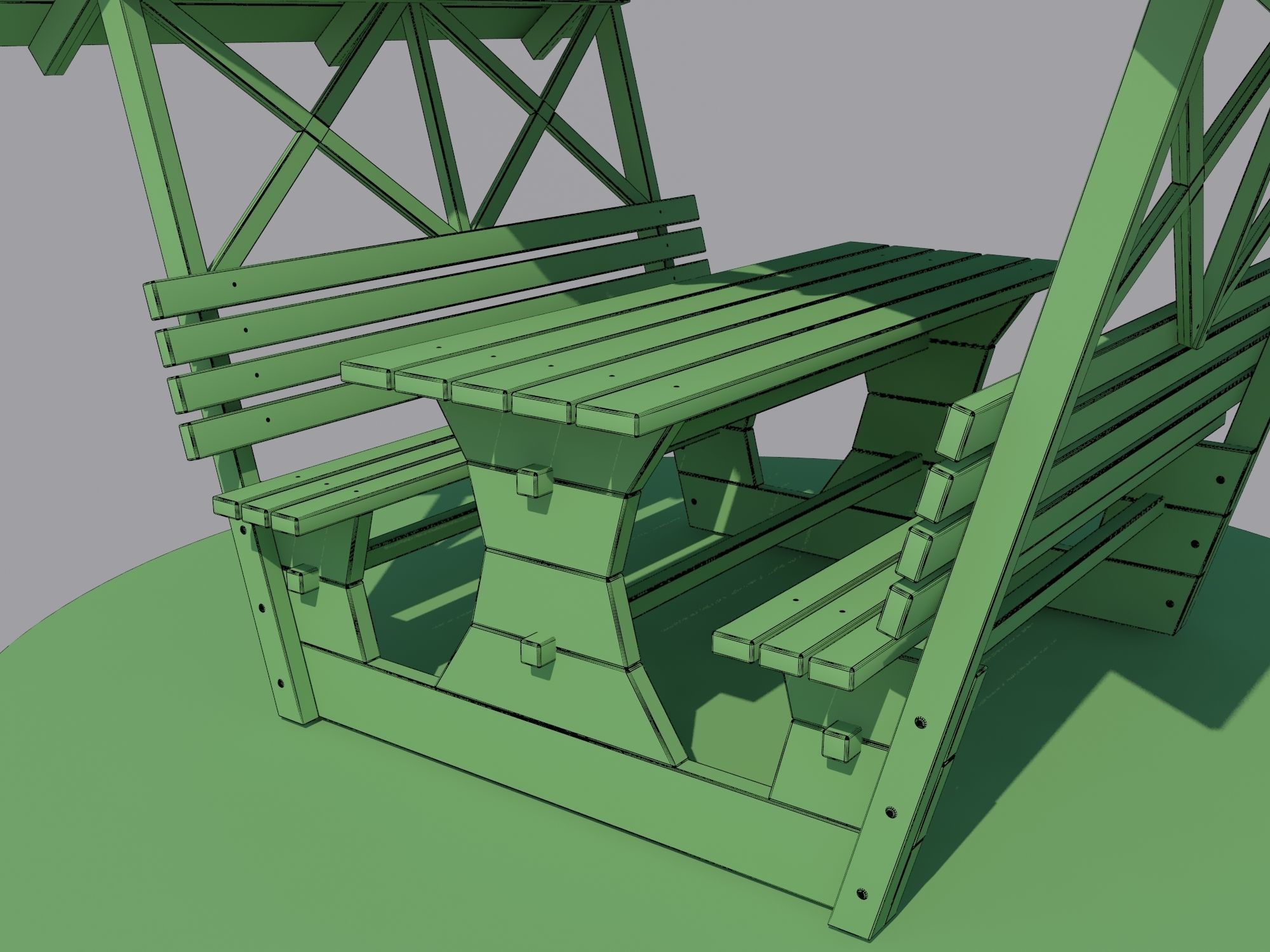 Wooden Gazebo 3D model_9