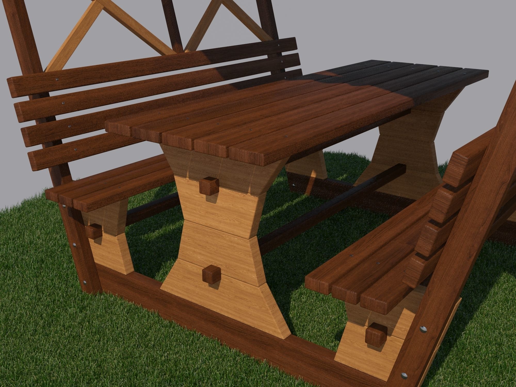 Wooden Gazebo 3D model_5