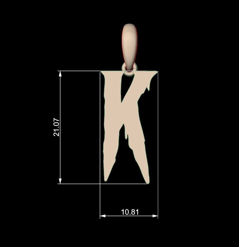 Initial Letters Pendant Frightmare K 3D print model_4