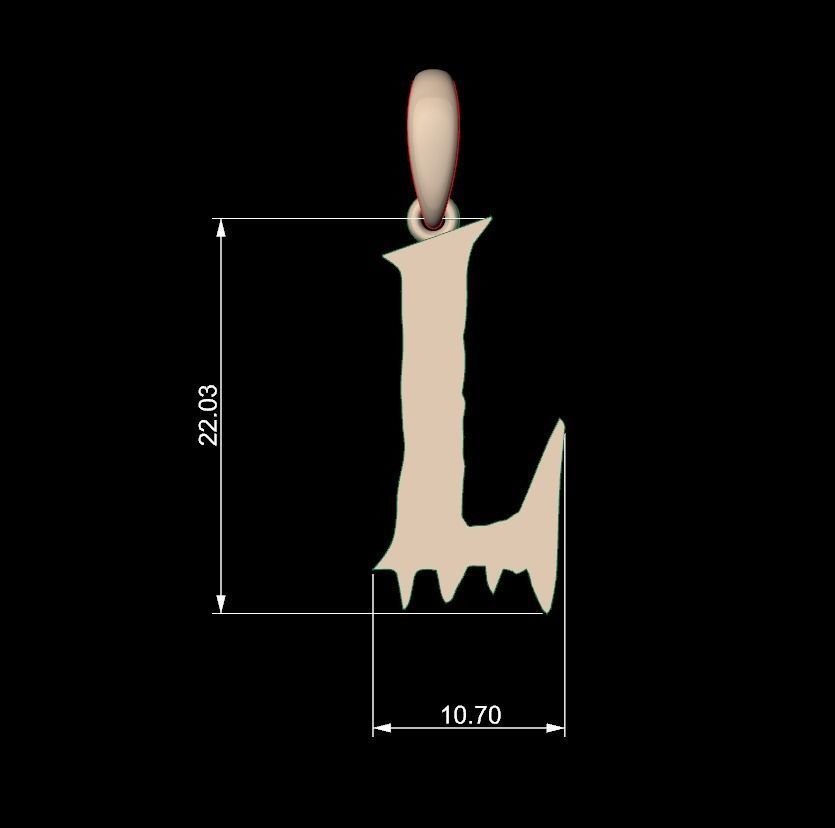 Initial Letters Pendant Frightmare L 3D print model_4