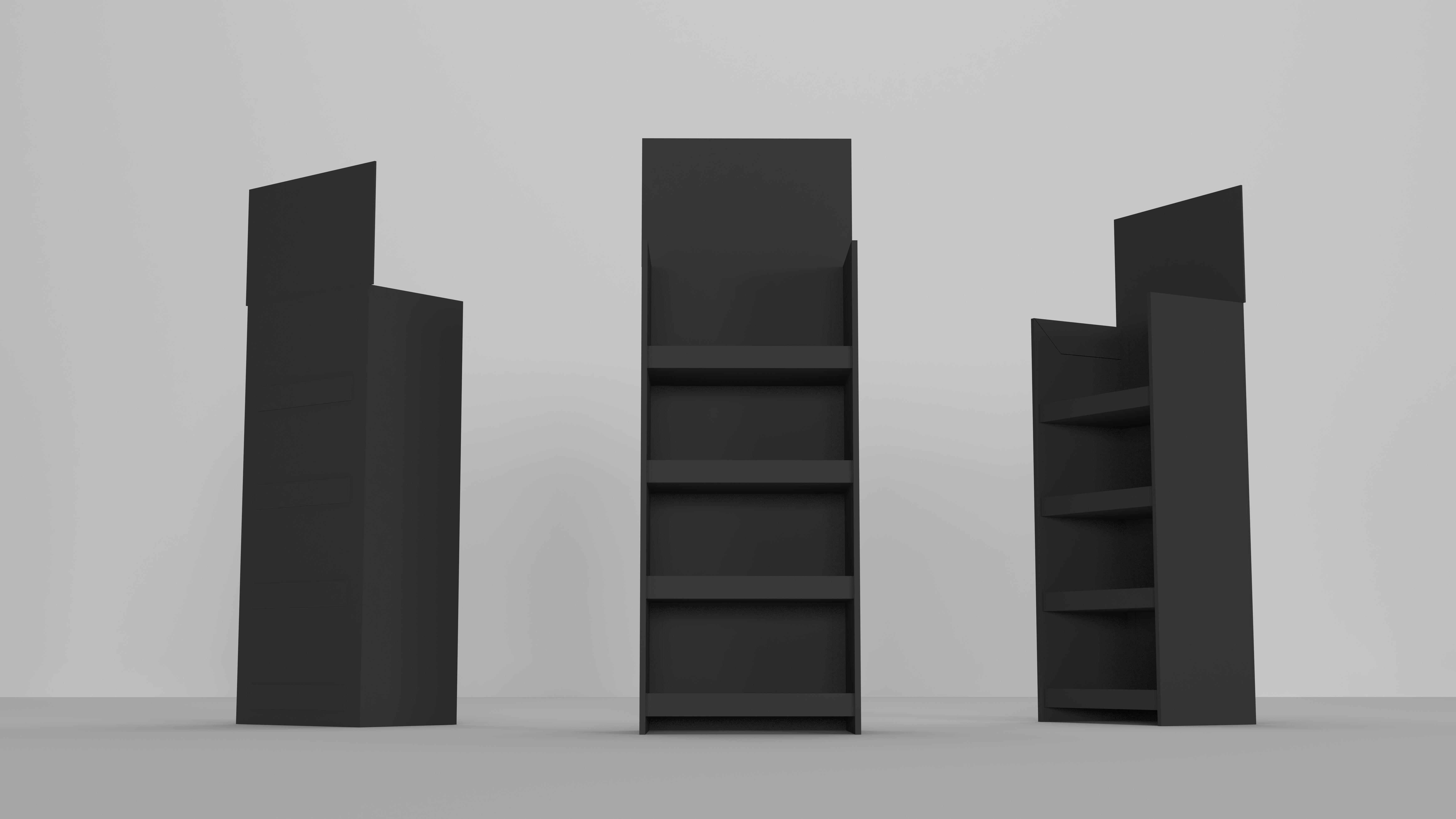 Cardboard Product Gondola Display Rack with Shelf Showcase 3D model