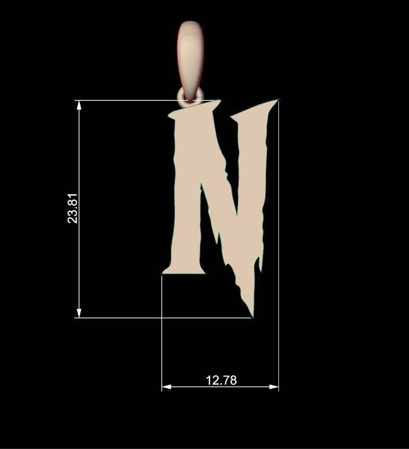 Initial Letters Pendant Frightmare N 3D print model_4