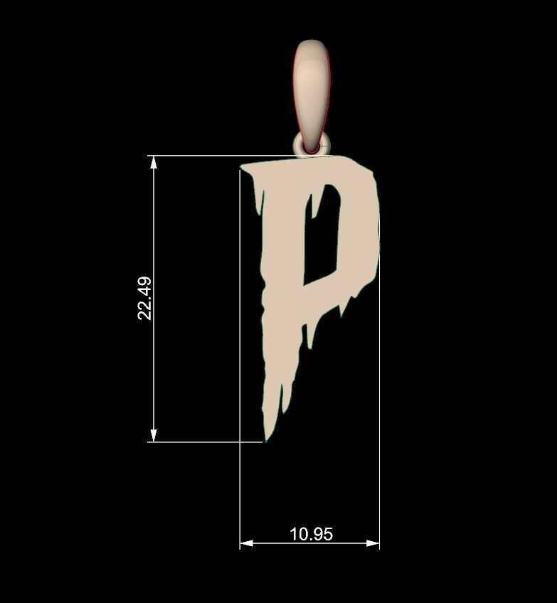 Initial Letters Pendant Frightmare P 3D print model_4