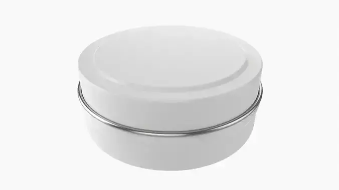 Round empty gift can jar metal painted white 01 3D model